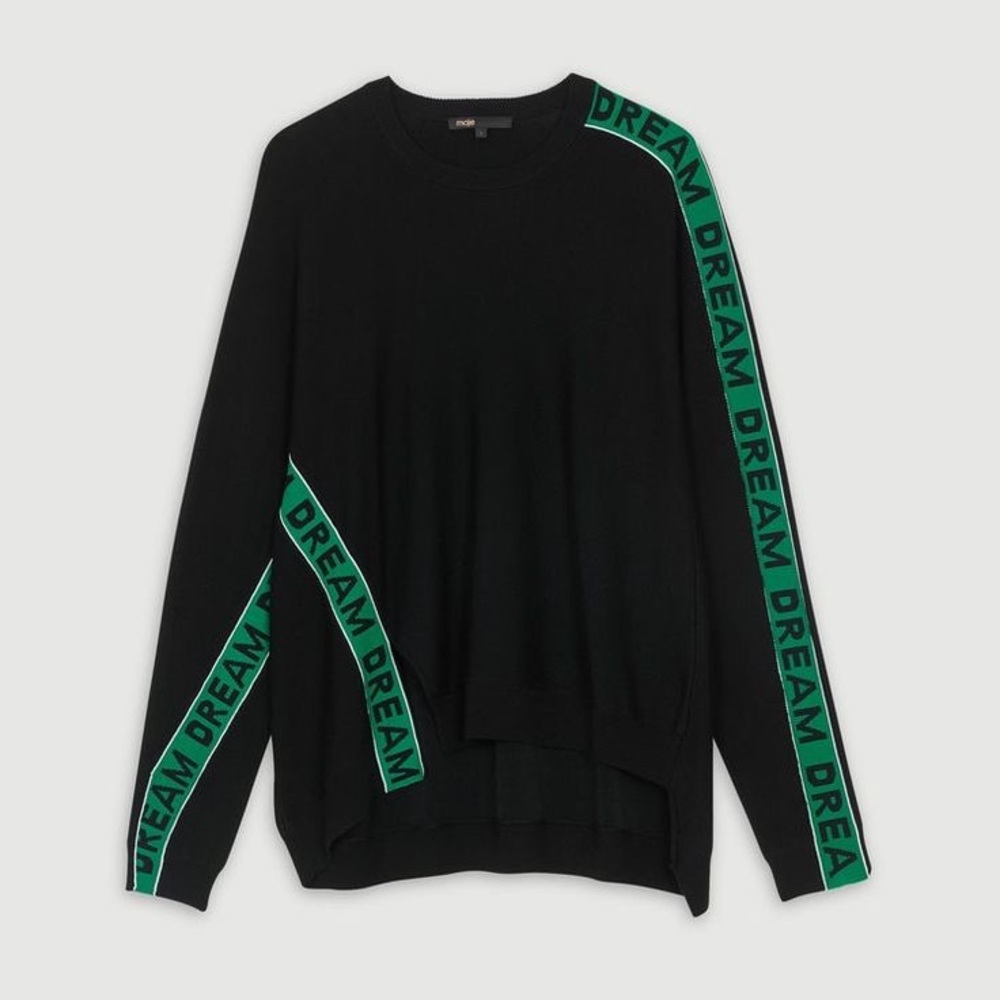 Maje Wool Blend Crew Neck “Dream” Sweater Black 1 Small wool pull on‎ logo